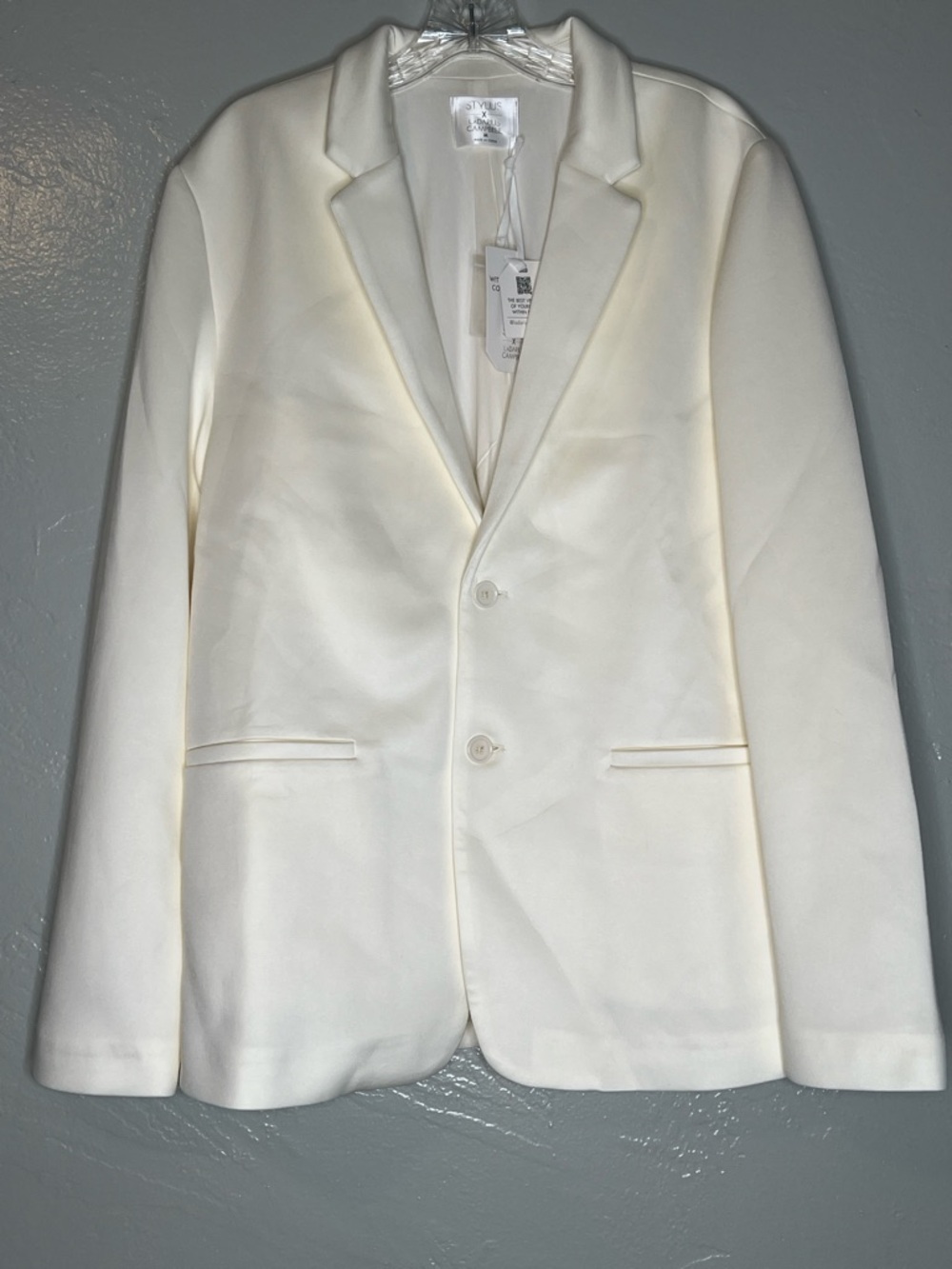 Stylus X Ladarius Campbell Ivory Blazer Relaxed fit Groom Cream Comfy wedding M